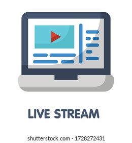 icon Live stream in flat style design  illustration on white background eps.10