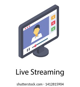 
Icon of live streaming in isometric design
