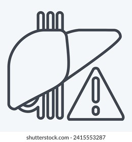 Icon-Leberproblem. mit dem Symbol des Hepatologen in Zusammenhang stehen. Linienstil. einfaches Design bearbeitbar. einfache Abbildung