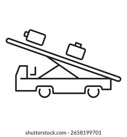 Symbol der Laderampe mit Gepäckauflage zur weiteren Beförderung in der Logistikkette