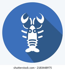 Icon Lobster. suitable for Meat. long shadow style. simple design editable. design template vector. simple illustration
