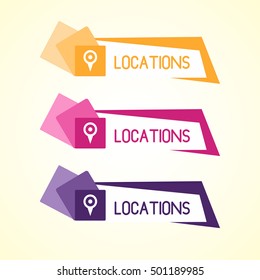 Icon location, different colors with space for text, logo design 
