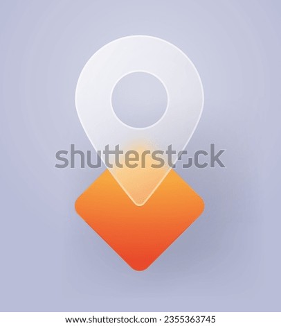 Icon of location glass morphism style. Location marker transparent glass blur abstract design. vector illustration