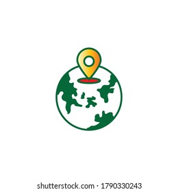 Symbolstandort Illustration Globus Design Vorlage Farblinie Vektorgrafik.