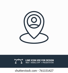 icon location, map pointer, marker, monument, person location, pin, user tracking graphic design single icon vector illustration