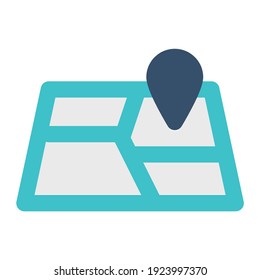 icon location map using flat style and blue color dominate