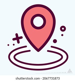 Ubicación del icono - Modelo MBE - Ilustración simple, trazo editable, vector de plantilla de diseño, Buena para impresiones, carteles, anuncios, anuncios, gráficos de información, etc.
