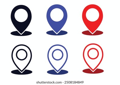 Icon of location multiple colors, blue, red, black color