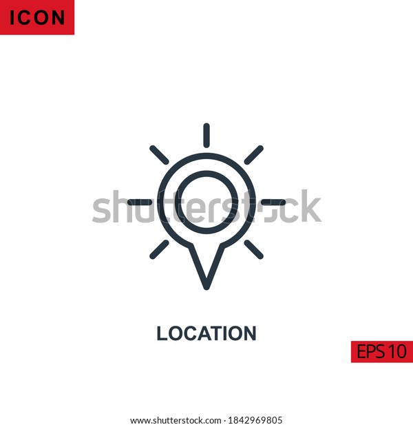 Icon\
Location. Outline, line or linear vector icon symbol sign\
collection for mobile concept and web apps\
design.
