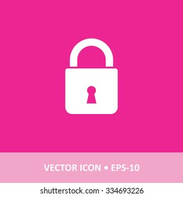 Icon of Lock on Magenta Color Background. Eps-10.