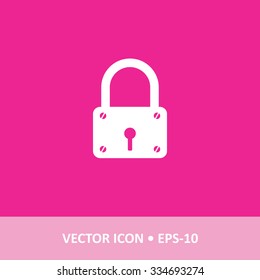 Icon of Lock on Magenta Color Background. Eps-10.