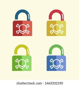 icon Lock System virus set, Lock System virus symbol. Heart illustrations. Vector EPS10