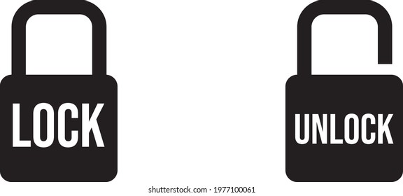 icon lock and unlock with color black and text lock unlock white. vector illustration lock unlock