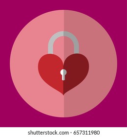 The icon is locked lock the key red heart