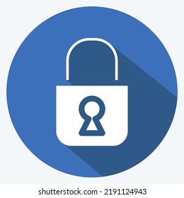 Icon Locked. suitable for Security symbol. long shadow style. simple design editable. design template vector. simple illustration