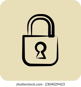 Icon Locked. suitable for Security symbol. hand drawn style. simple design editable. design template
