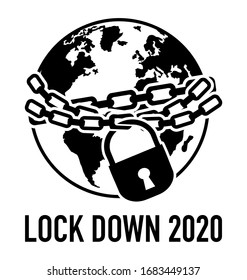 Icon Of Locked World, Lock Down 2020 Because Of Coronavirus Covid-19