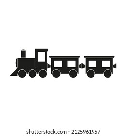 Icon of a locomotive with cars. Simple vector illustration on a white background.