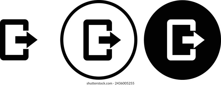 icon login logout black outline for web site design 
and mobile dark mode apps 
Vector illustration on a white background