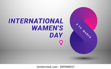 Icon logo 8 March International women's day on background purple 