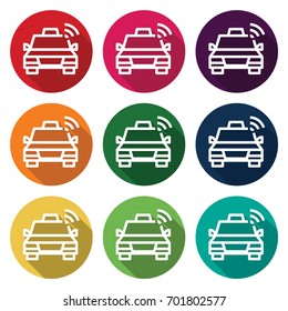 Icon logo abstract cab connection, visual concept for business taxi on line, sharing information about taxi transportation
