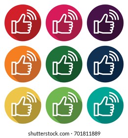 Icon logo abstract thumbs up connection, visual concepts to share information about the like for business, media forums, communication media other information.