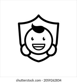 icon logo for baby safety service like kindergarten preschool product play toy online shop which is cute and adorable for kid and mom