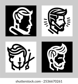 Icon logo barber shop vector black and white silhouette 