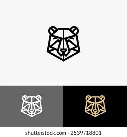 Icon logo bear geometric line art vector black and white 