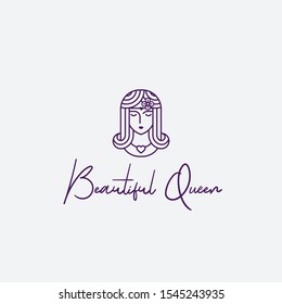 icon logo beautiful queen with line art style, suitable for beauty logo, salon,spa and other