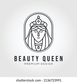 icon logo of beauty queen with line art style