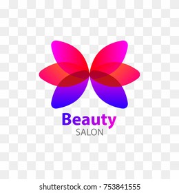 Icon, logo beauty salon - abstract butterfly, petals, flower isolated on transparent background. Vector illustration