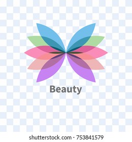 Icon, logo beauty salon - abstract butterfly, petals, flower isolated on transparent background. Vector illustration