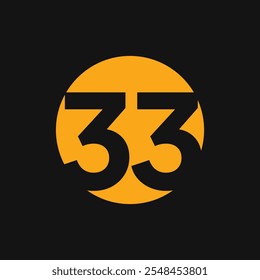 The icon or logo is a black number 33 in an orange circle with a black background.