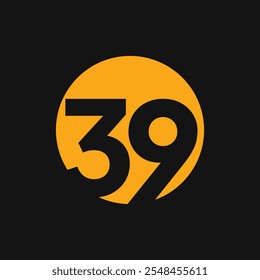 The icon or logo is a black number 39 in an orange circle with a black background.