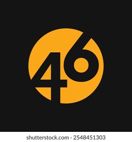 The icon or logo is a black number 46 in an orange circle with a black background.