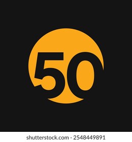The icon or logo is a black number 50 in an orange circle with a black background.