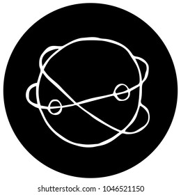 Icon Logo Black and White Abstract Saturn Planet Solar Galaxy Universe Science. Graphic Design, Resource, Elements, Vector Illustration
