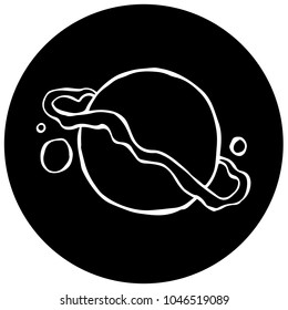 Icon Logo Black and White Circle Star with Small Planet Solar Galaxy Universe Science. Graphic Design, Resource, Elements, Vector Illustration