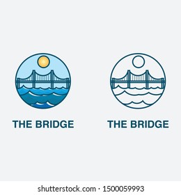 icon logo with bridge and sea concept
