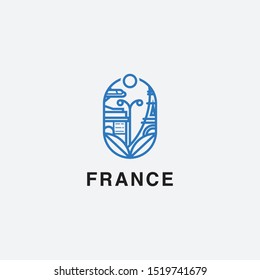 icon logo of building in france with eiffel tower and arch the arch