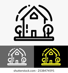 Icon logo building vector black and white silhouette line art 