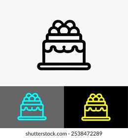 Icon logo cake line art vector black and white 