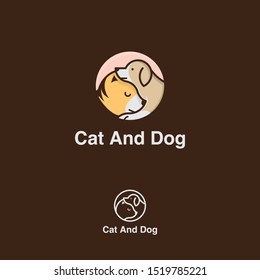 icon logo cat and dog in the circle