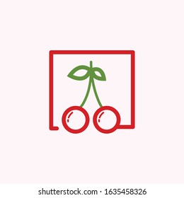 icon logo cherry in box vector design