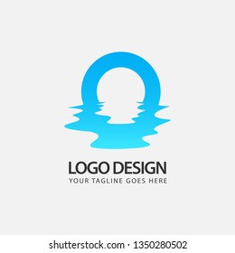 Icon logo with a circle concept, icon logo with a moon or sun concept in the water