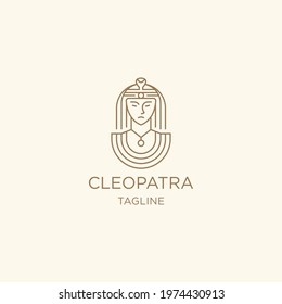 icon logo of cleopatra queen with line art concept - vector