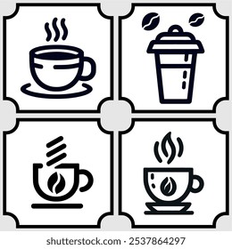 Icon logo coffee shop vector silhouette black and white 