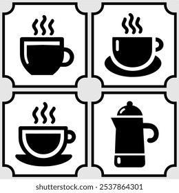 Icon logo coffee shop vector silhouette black and white 