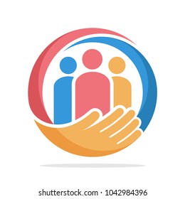 icon logo with the concept of family care, care about humanity